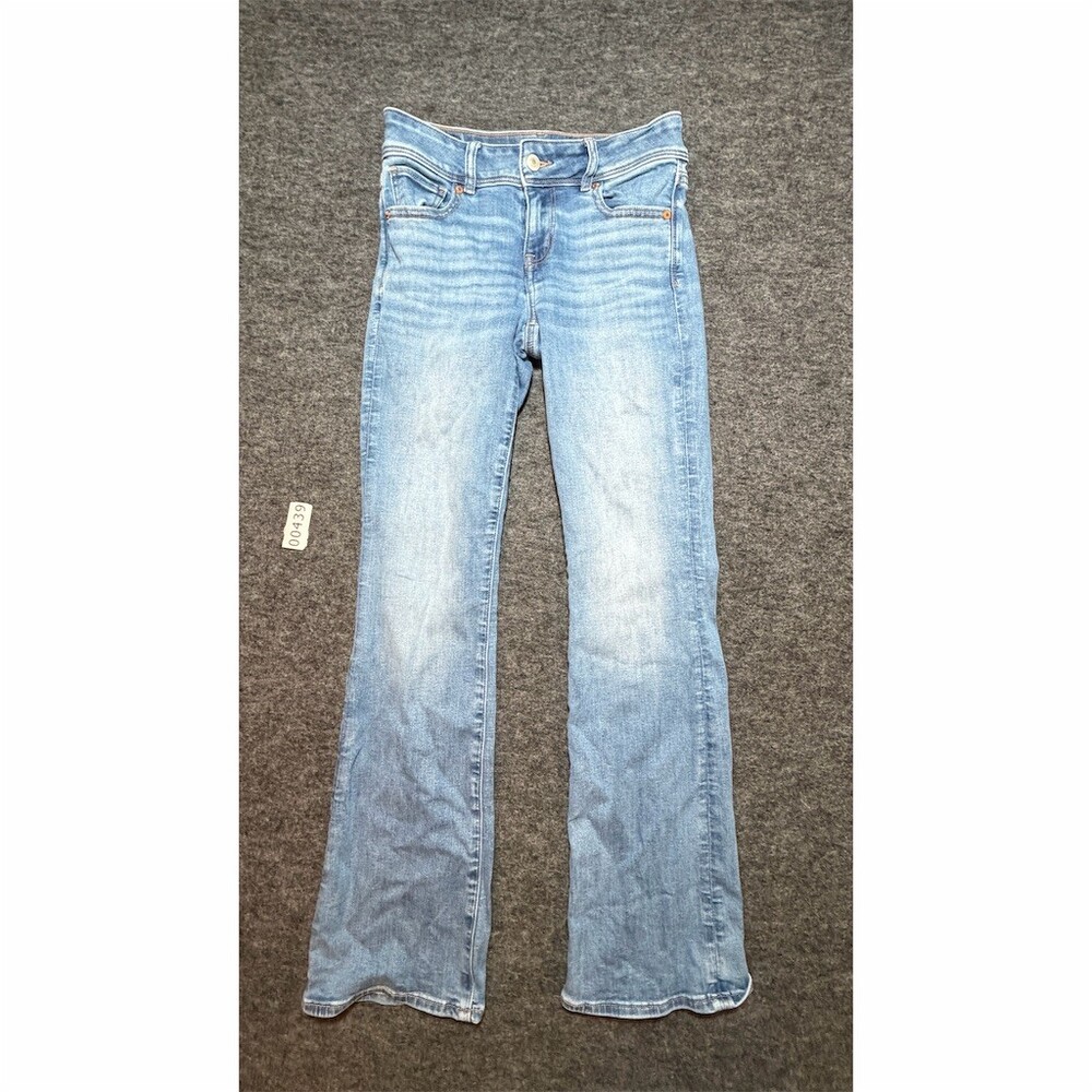 American Eagle Kick Boot Jeans Womens 0 Short Light Wash Bootcut Stretch lowrise
